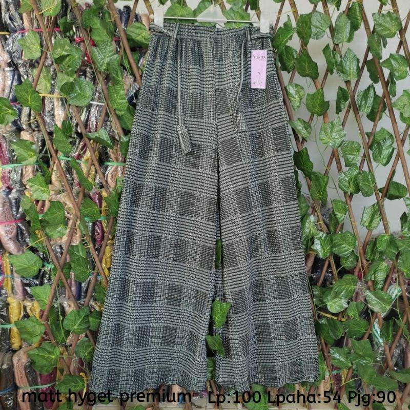 Kulot plisket Lidi kotak/kulot plisket/kulot motif/celana panjang wanita/celana daily
