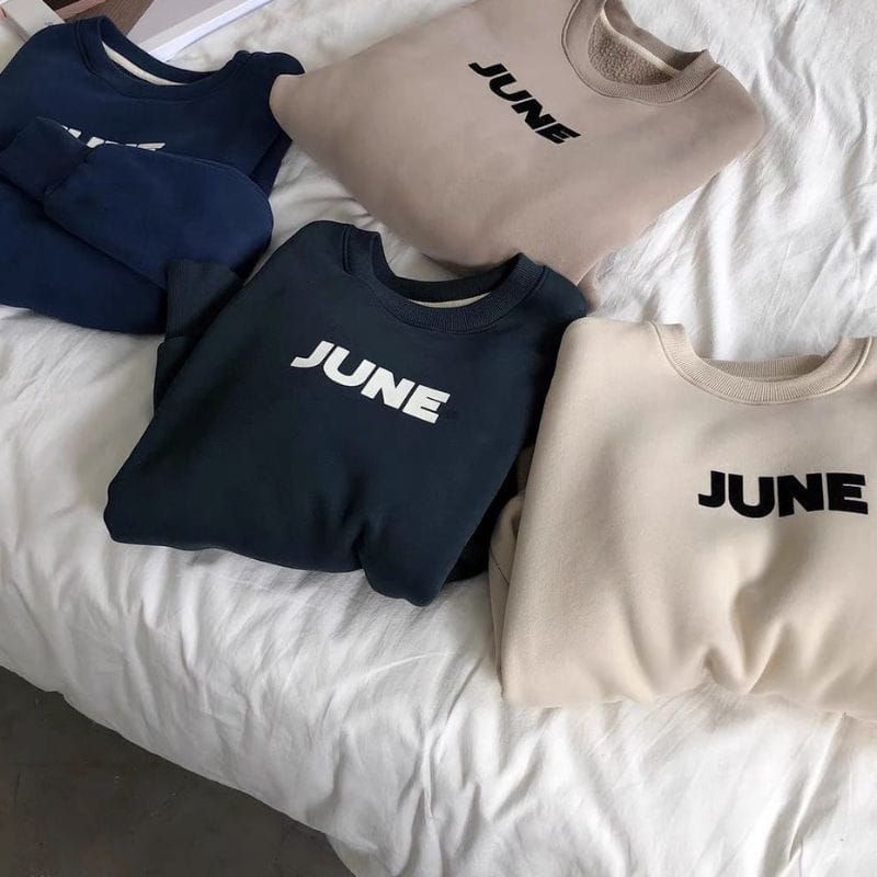 S - XXXXXL(6XL) Sweater Mocca Beige JUNE (BISA CUSTOM NAMA BULAN/ MONTH NAME) Crewneck BIGSIZE Oversize Month Name Coklat Tua Brown JuLy December August Bulan Kelahiran