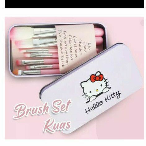 BRUSH SET KUAS MAC HELLO KITTY PINK ISI 7 KUAS MAKE UP KOSMETIK MAKEUP