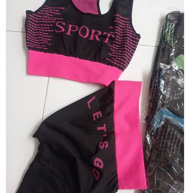 Setelan senam wanita yukensi celana panjang set muat jumbo termurah celana legging yoga zumba gym