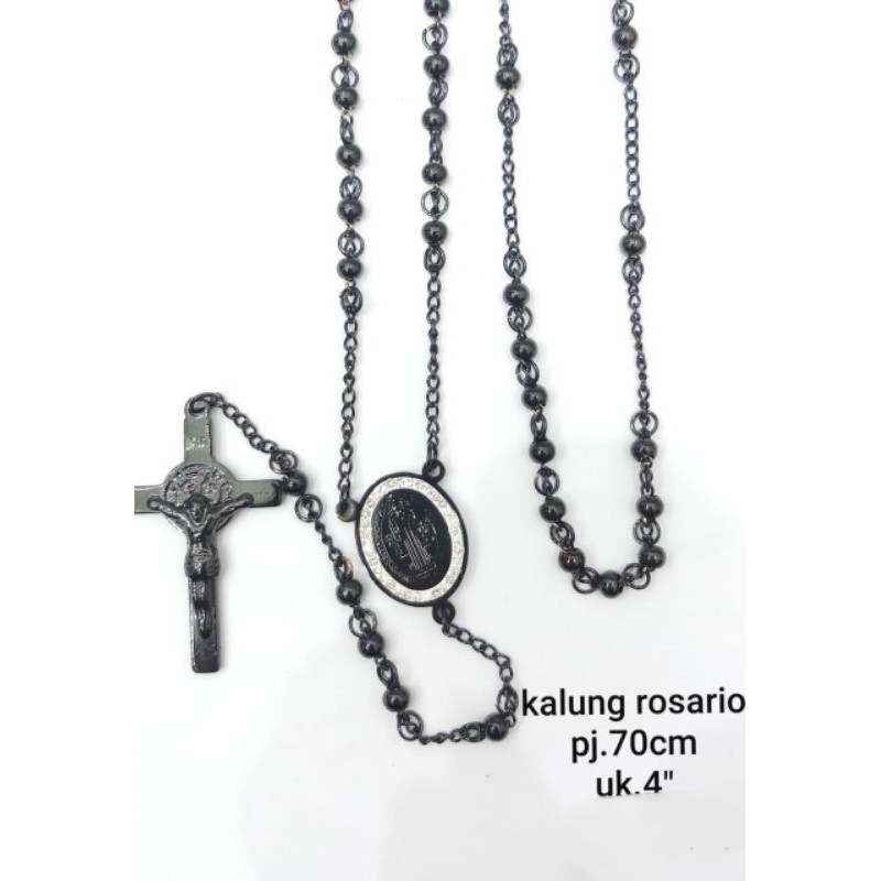 Kalung Rosario Hitam Titanium