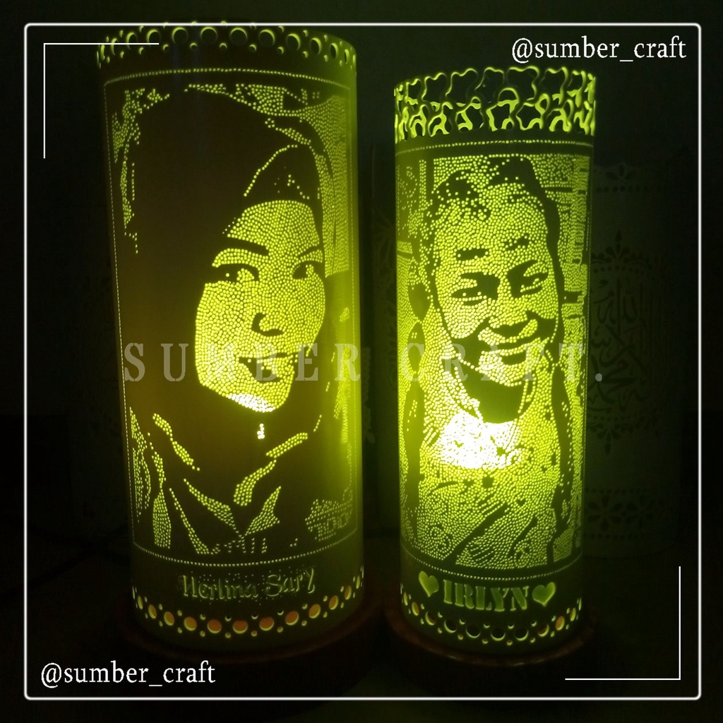 Kado Lampu Tidur Custom Foto dan Tulisan Lampu Hias Ukir Dari Bahan Pipa Paralon PVC Request