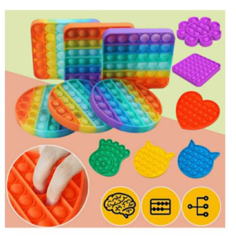 SIMPLE DIMPLE / POP IT RAINBOW MAINAN POP ITS ROUND FIDGET TOY