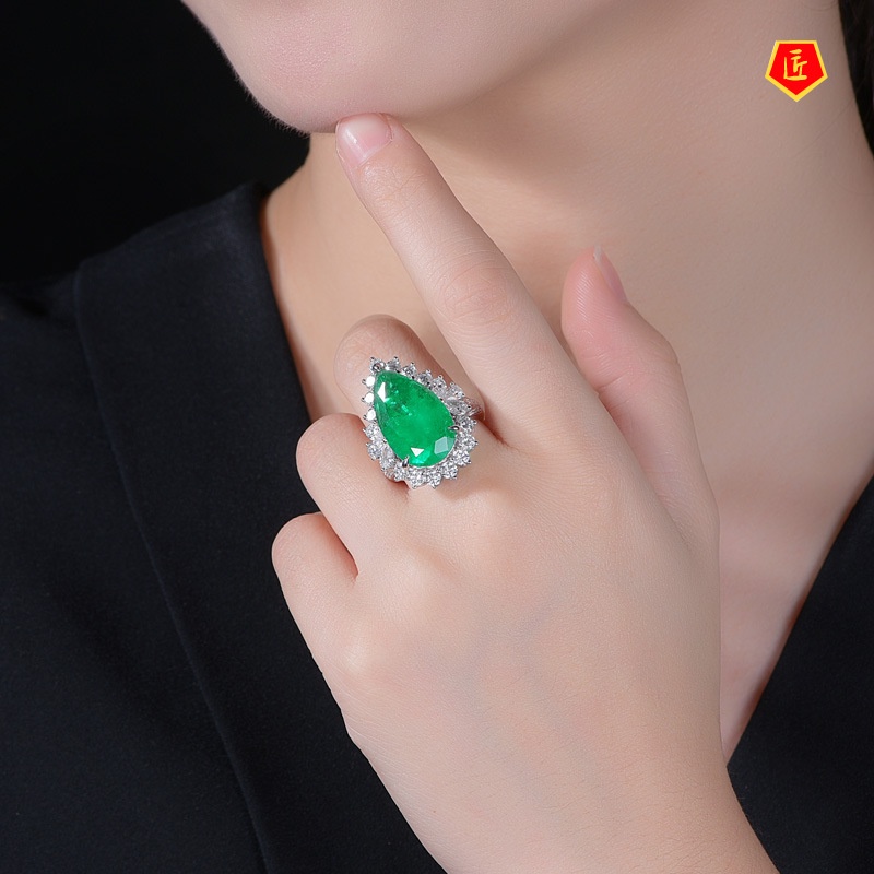 [Ready Stock]Elegant Noble Inlaid Emerald Ring