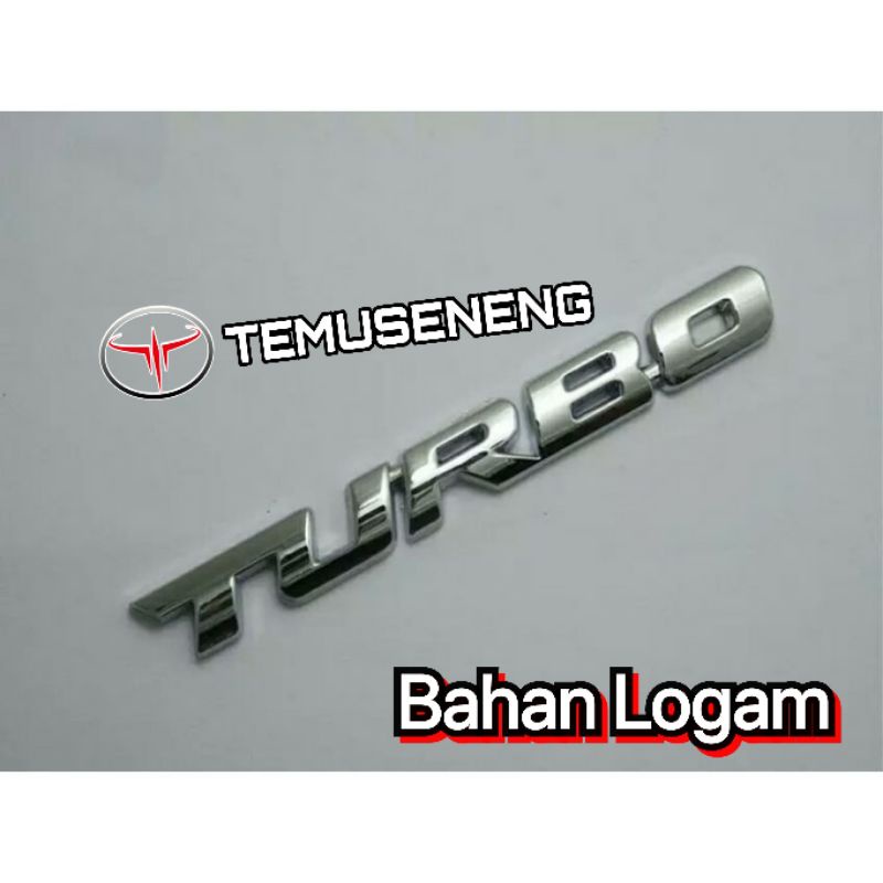 Emblem Turbo Silver Aksesoris Eksterior Mobil Sticker 3D Logo Tulis