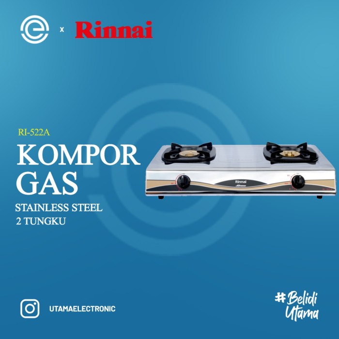 RINNAI Kompor Gas Stainless 2 Tungku Ri-522A