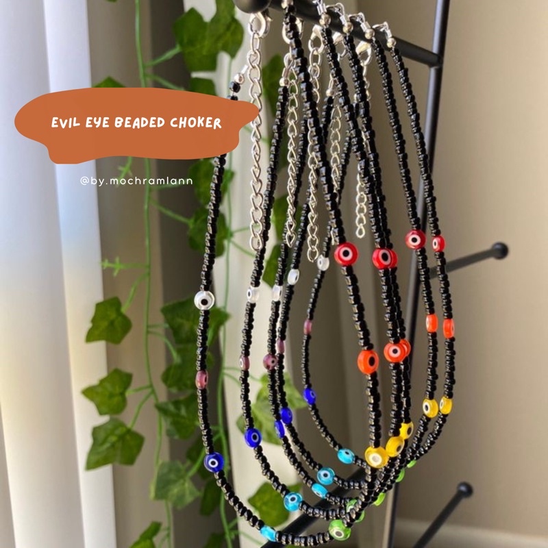 Evil Eye Beaded Choker / Kalung Choker Manik-Manik Korea / Kalung Beadsring Korea