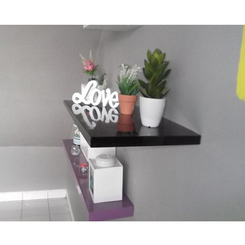 Rak Dinding Minimalis - Floating Shelves Set 2 Pcs 30x20cm - Hitam