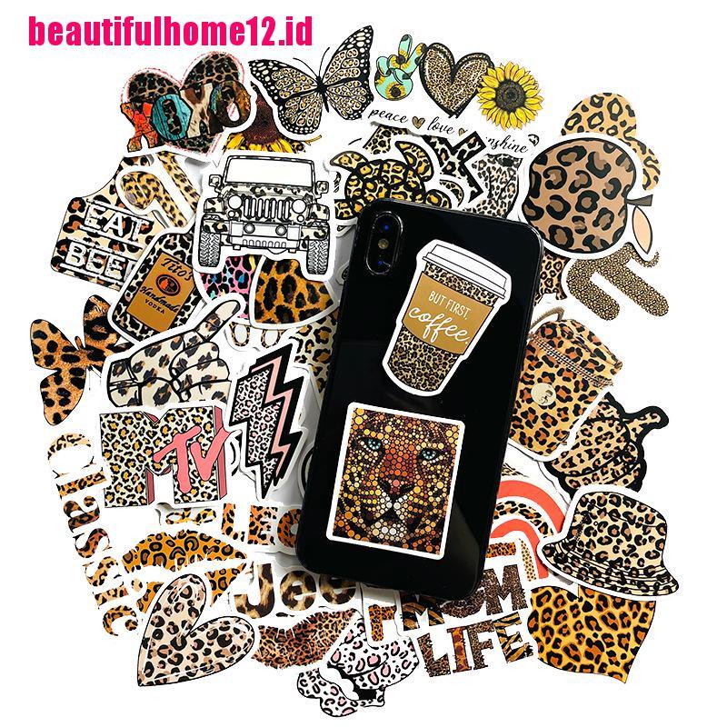 【beautifulhome12.id】50Pcs Fashion Leopard Stickers For Scooter Bike Mobile Phone Notebook Travel Bag