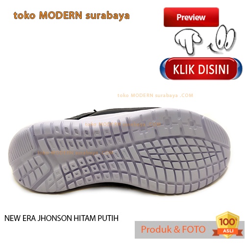 Sepatu pria sepatu casual slip on tali NEW ERA JHONSON HITAM PUTIH