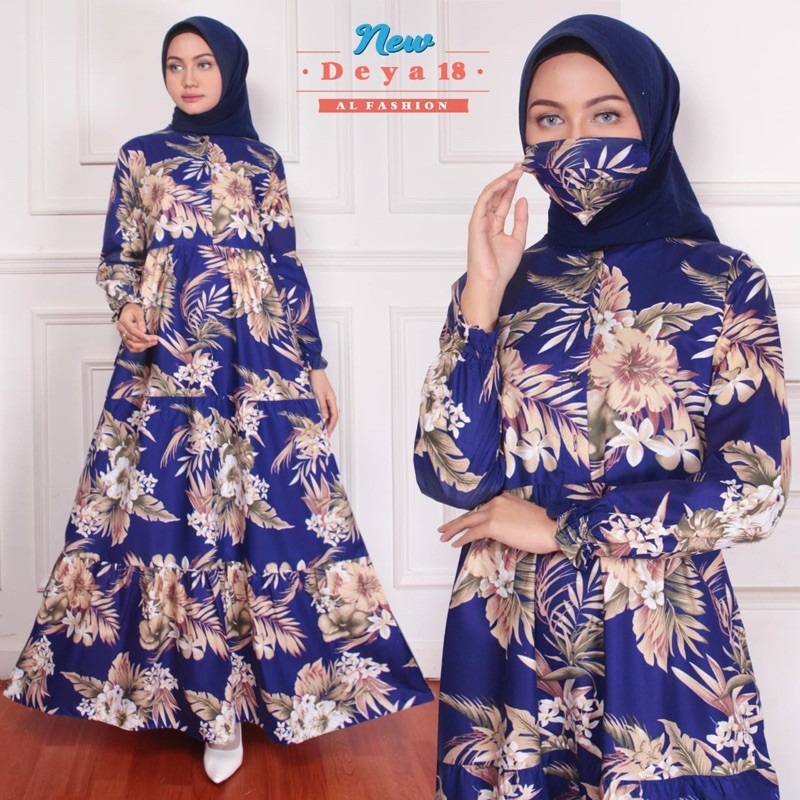ABA AGEN BAJU HOMEY DRESS GAMIS DEYA BAHAN KATUN-DEYA 18 NAVY