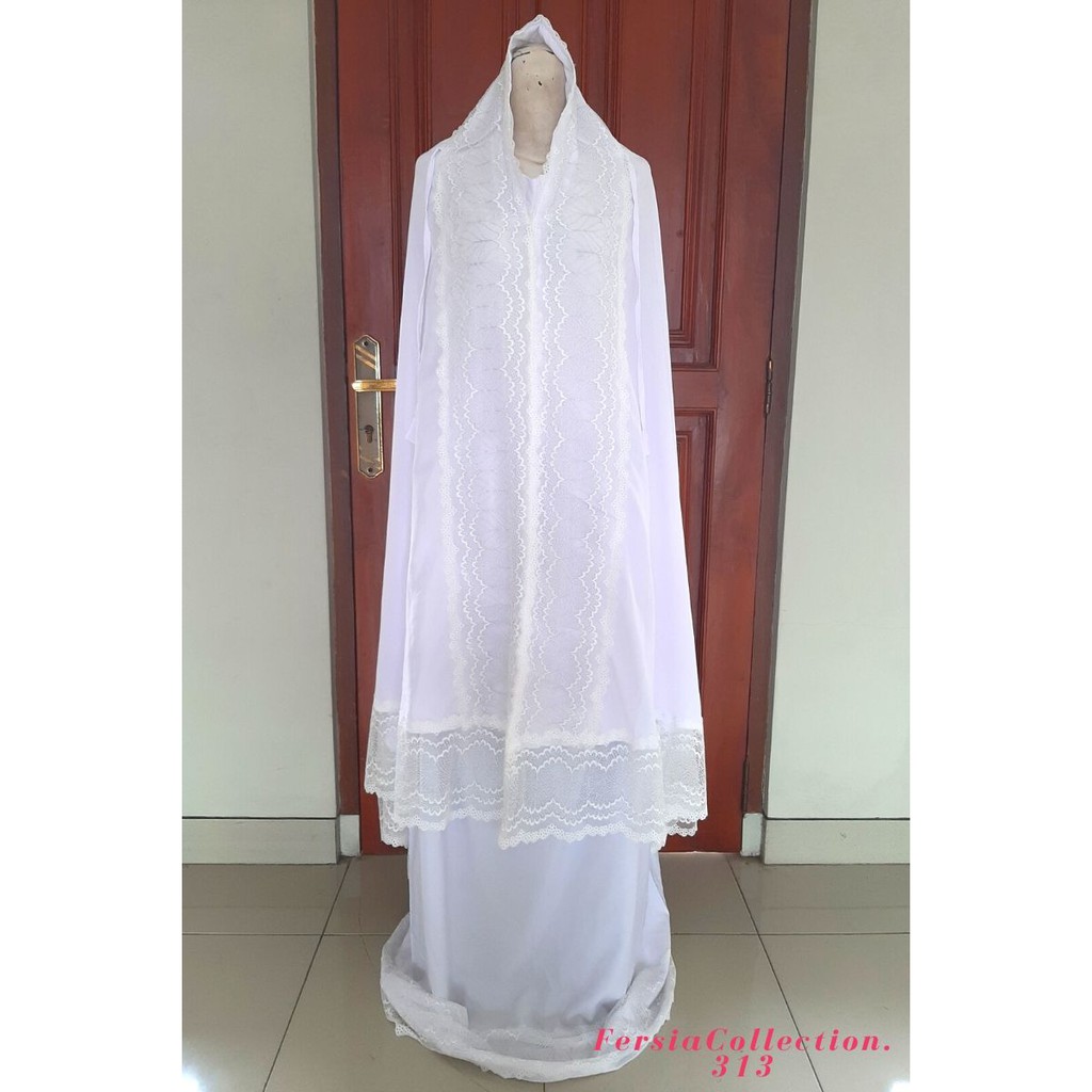 Mukena Putih Bagus Bahan Silky Renda Cantik