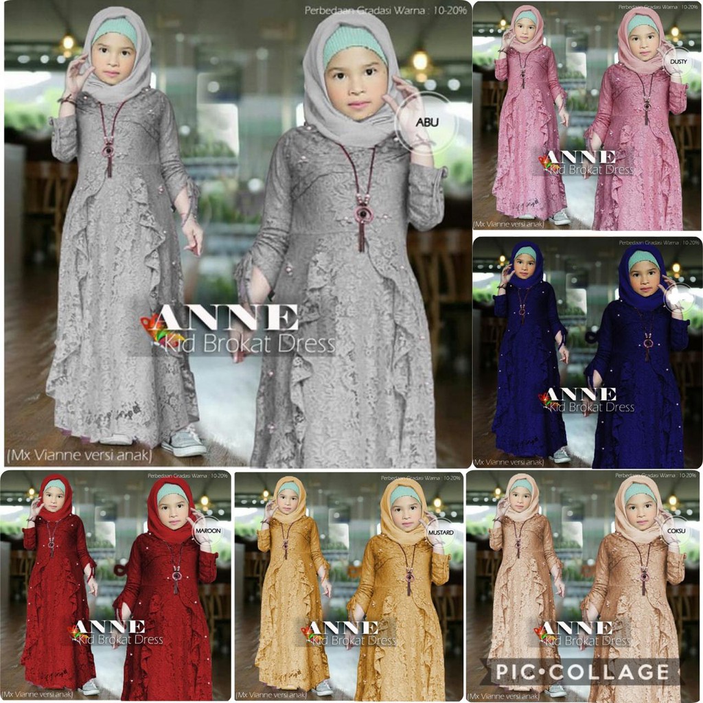 (JAMIN REALPICT) GAMIS ANNE ANAK VIANNE MAXI KIDS BRUKAT CORNELI TULANG GLITTER FASHION MUSLIM ANAK