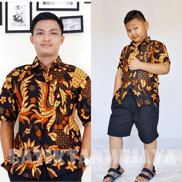 Batik Couple Ayah dan Anak Laki Laki Usia 1-14 Tahun Bahan Katun Sogan Bisa Seragaman