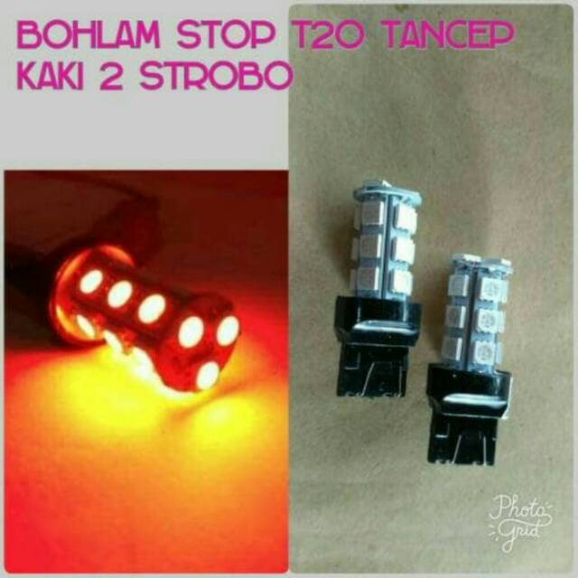 Lampu Stop / Rem LED T20 Kaki 2 Merah Strobo