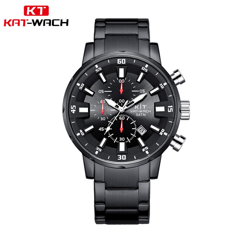 KAT-WACH KT3101 Jam Tangan Pria Analog Tali Stainless Luminous WATCHKITE WKOS