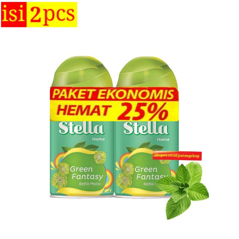 STELLA MATIC REFILL GREEN FANTASY 225ML Multipack isi 2 pcs / Pengharum Ruangan