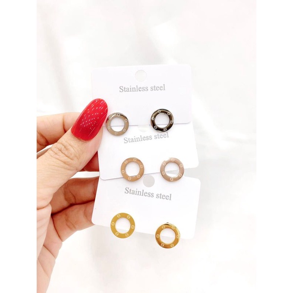 Anting titanium asli anti karat anti alergi Stainless steel. import 006 tidak karatan