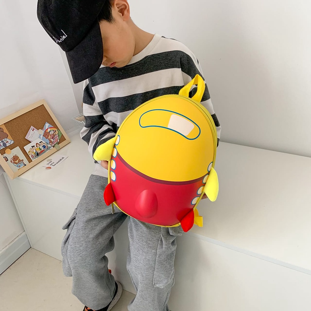 [JUALSEMUA18]Tas Ransel Backpack  Anak Sekolah PAUD TK Roket Telur Lucu Import