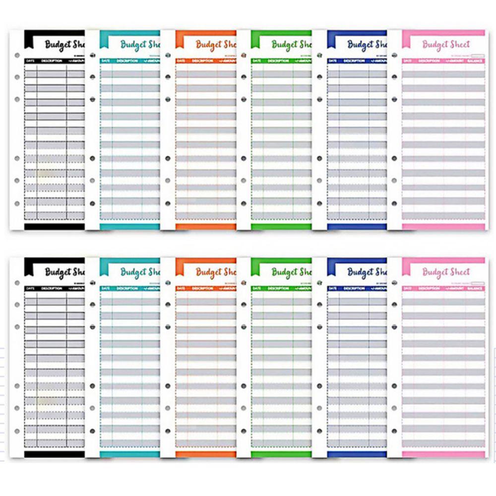 QUINTON Colorful Cash Envelopes Cardstock Double Sided Loose leaf Budget Envelopes Cardstock Expense Tracker Sheets Office Supplies Budget Planner Money Saving A6 Binder 12pcs/set 6 Holes