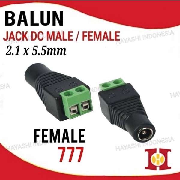 Jack DC Female Male RCA BNC Connector CCTV Kamera Konektor Cewek Cowok - 10pcs