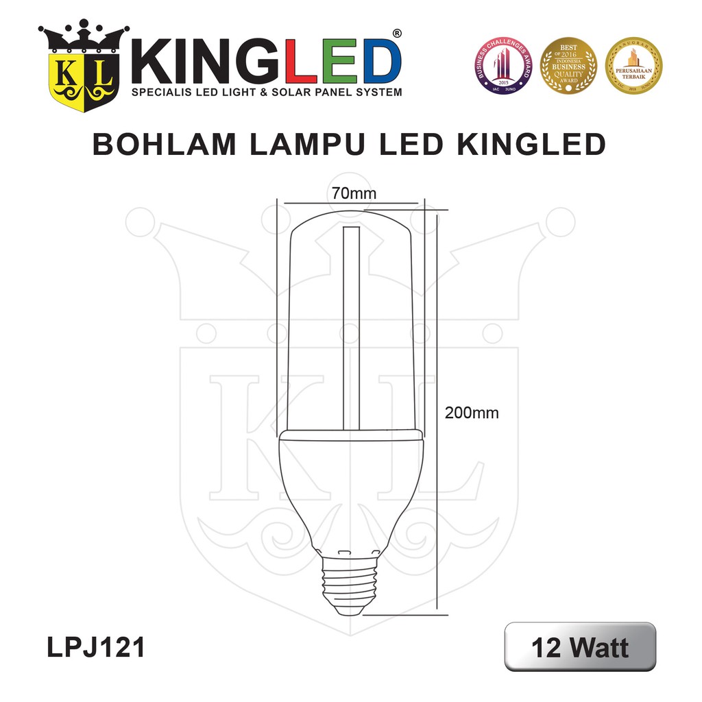 KINGLED Lampu Pijar LED 12 Watt Tutup Susu &amp; Bening