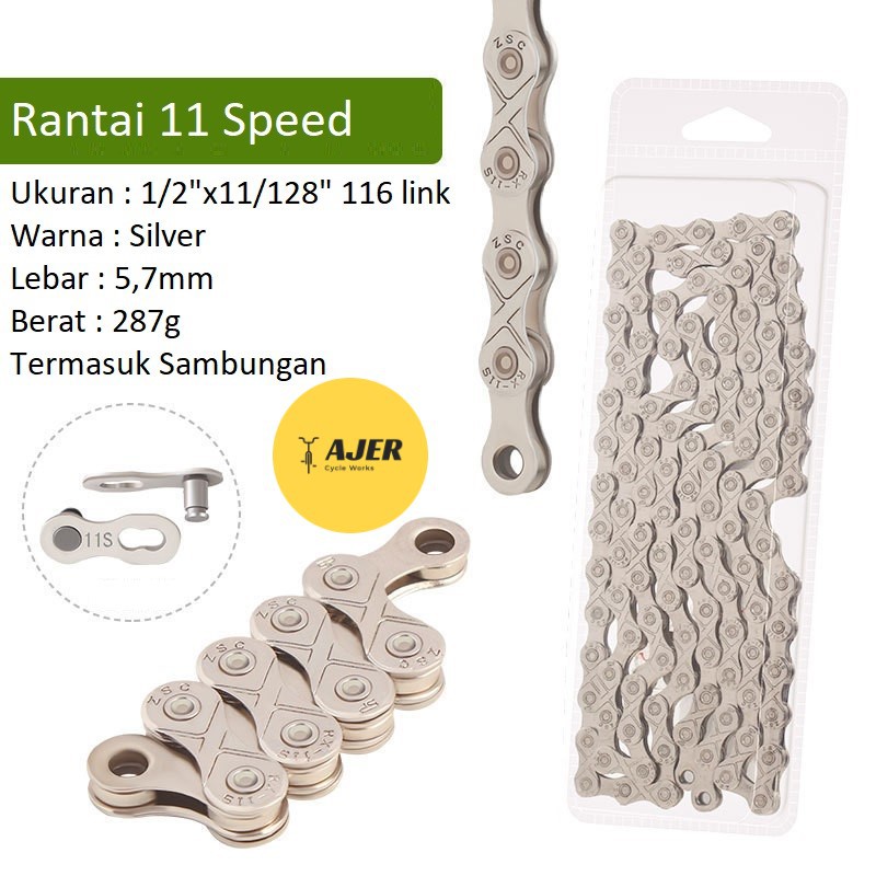 Rantai Sepeda single 6 7 8 9 10 11 speed BMX Fixie MTB Roadbike seli 116 link