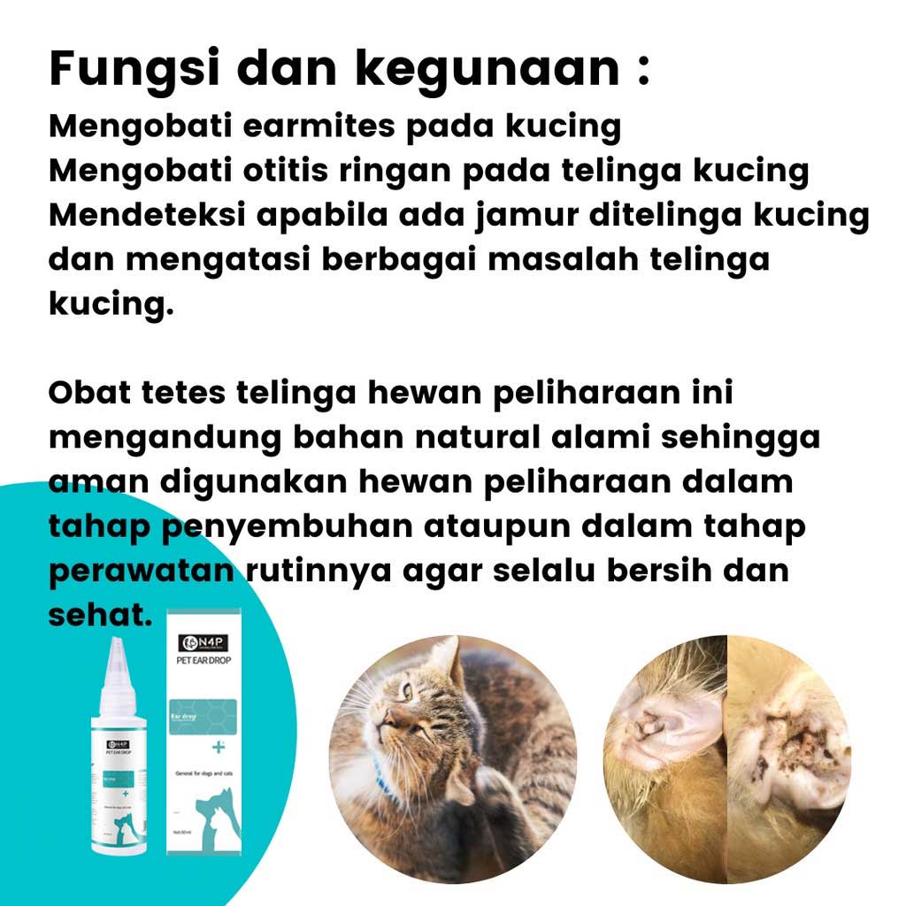 Hugopet Obat Tetes Telinga  Kucing Anjing Ear Mites Kutu dan Infeksi Telinga Hewan Pet Ear Cleaner Ear Drop 60ml