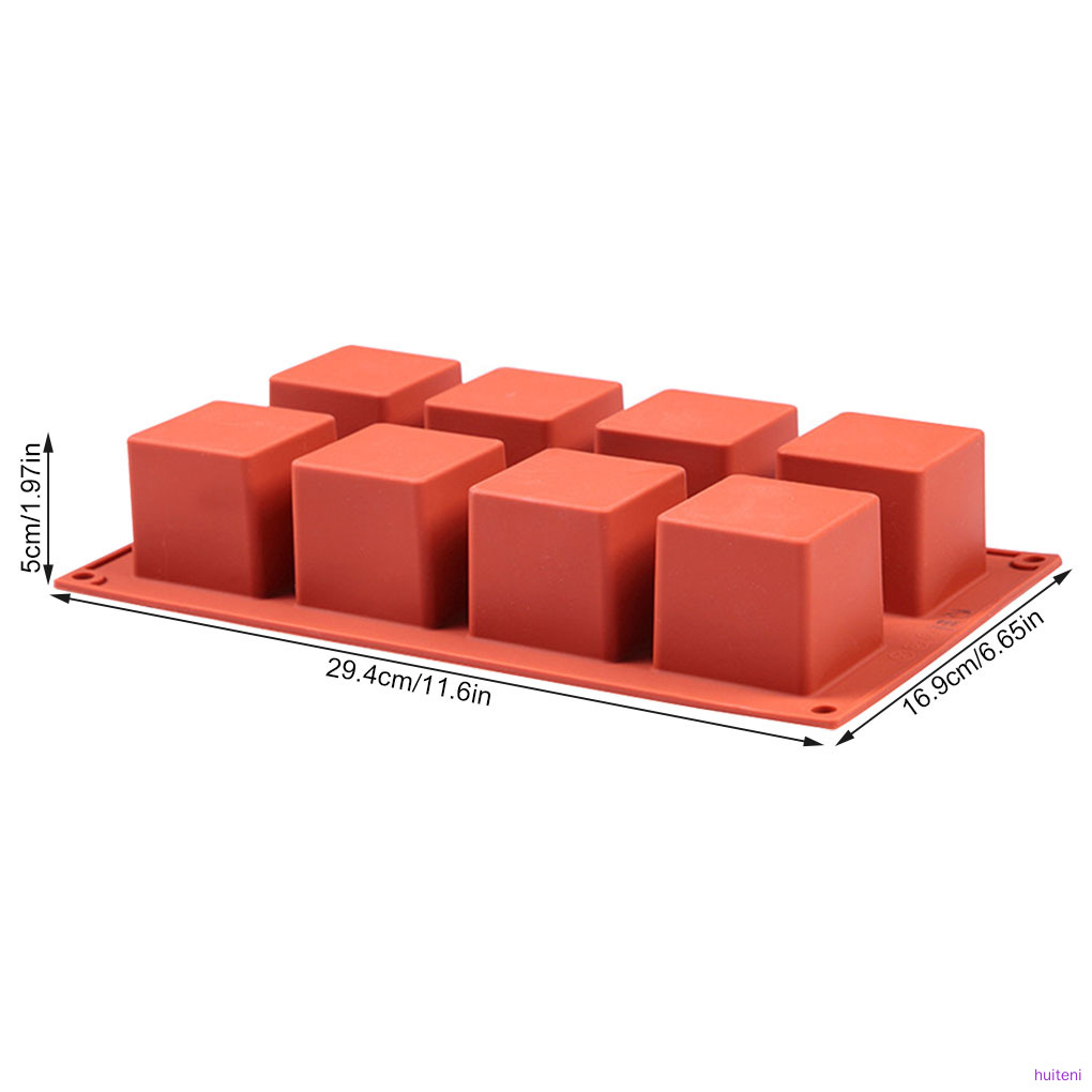 Cetakan Kue Mousse 3d Bentuk Persegi Bahan Silikon Dengan 8 Lubang Untuk Jelly Es Krim