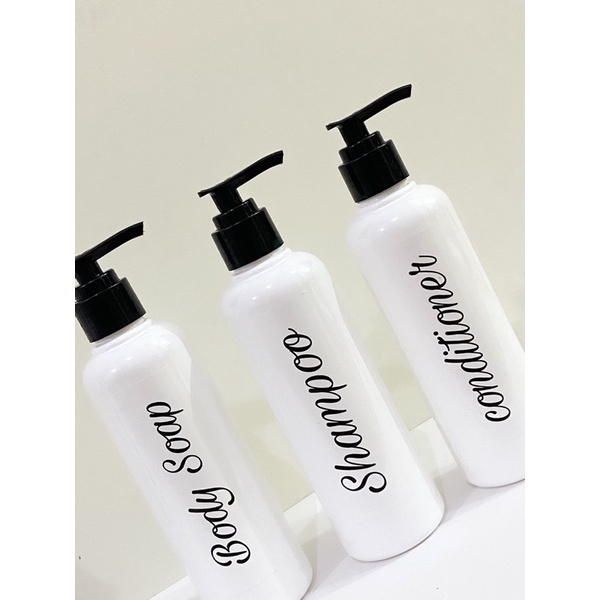 3PCS bottle putih250ml. minimalist refill bathroom organizer botol pump sabun sampo paket wadah cair