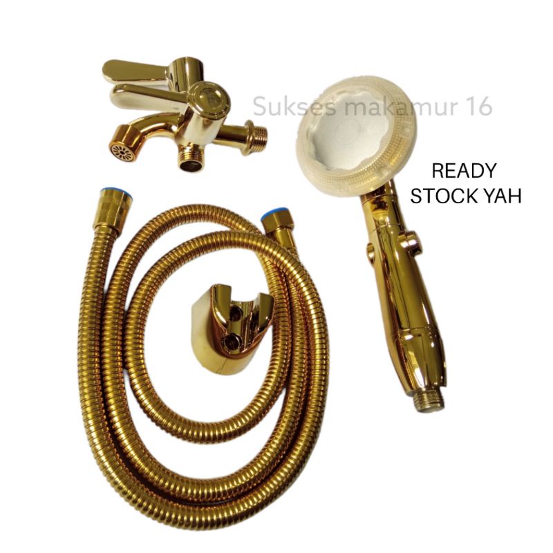 Shower Kamar Mandi Hand Shower GRATIS Kran Cabang 1/2inch / Shower Gold 3 Mode Pancuran Air Shower / Shower Gold / Shower