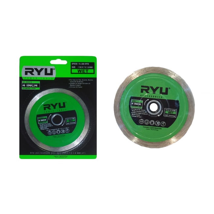 RYU Diamond Disc Wet 110 X 7 X 1.6 MM 4&quot; Mata Potong Keramik Granit BASAH 4 inch Diamond Wheel WET