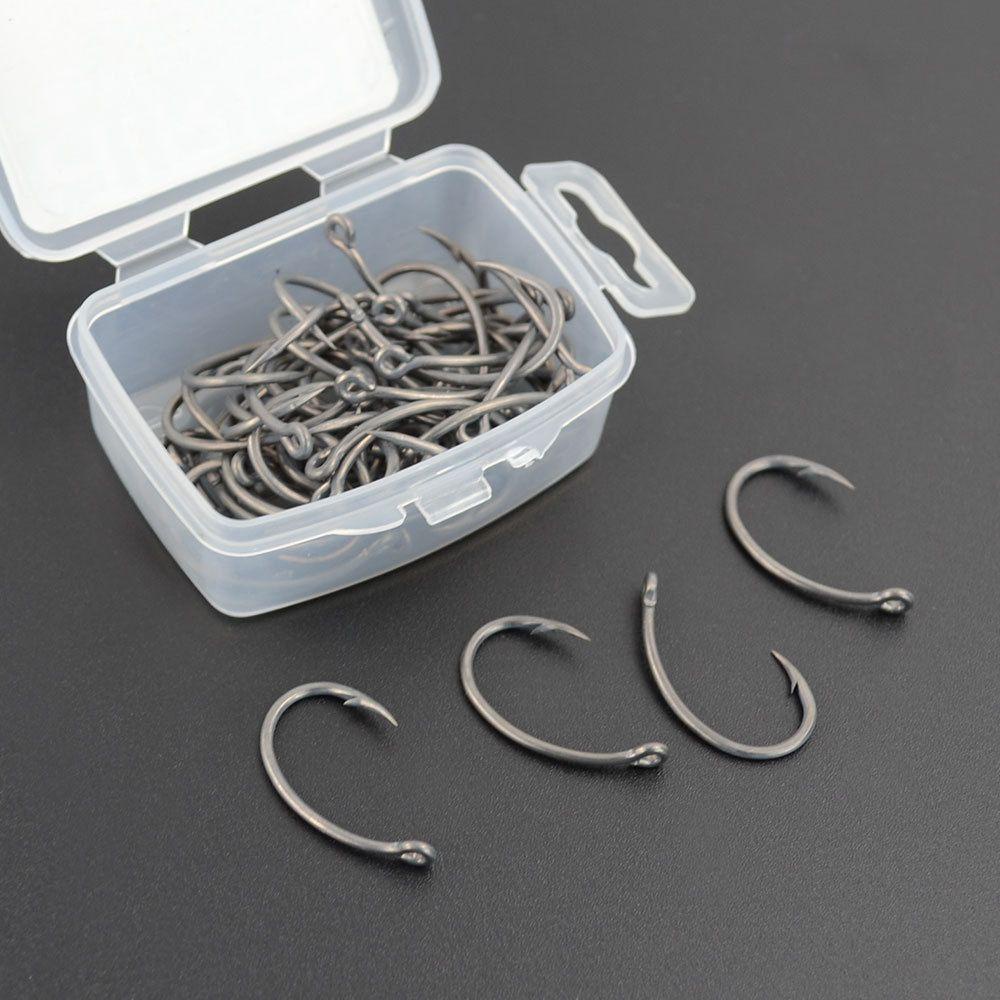 Chookyy 50Pcs Carp Hooks High Quality Lapisan Karbon Tinggi Aksesoris Memancing Ikan Bermata