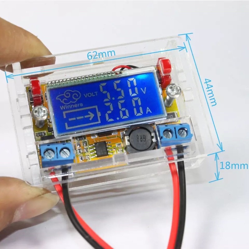 Step Down 5-23V untuk 0-16.5V 3A Tegangan LCD Regulator + Case Adjustable Power Supply Modul DC-DC