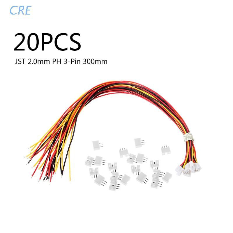 CRE  20 SETS Mini Micro JST 2.0 PH 3-Pin Connector plug with Wires Cables 300MM