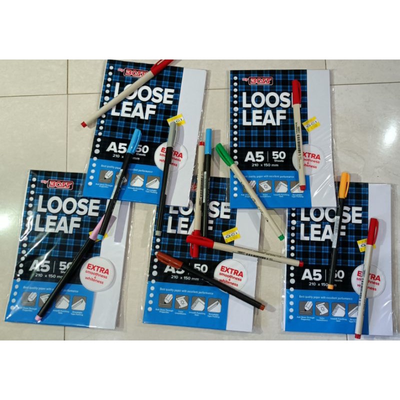 

LOOSE LEAF BIG BOSS TIDAK BERGARIS UKURAN A5 50 LEMBAR