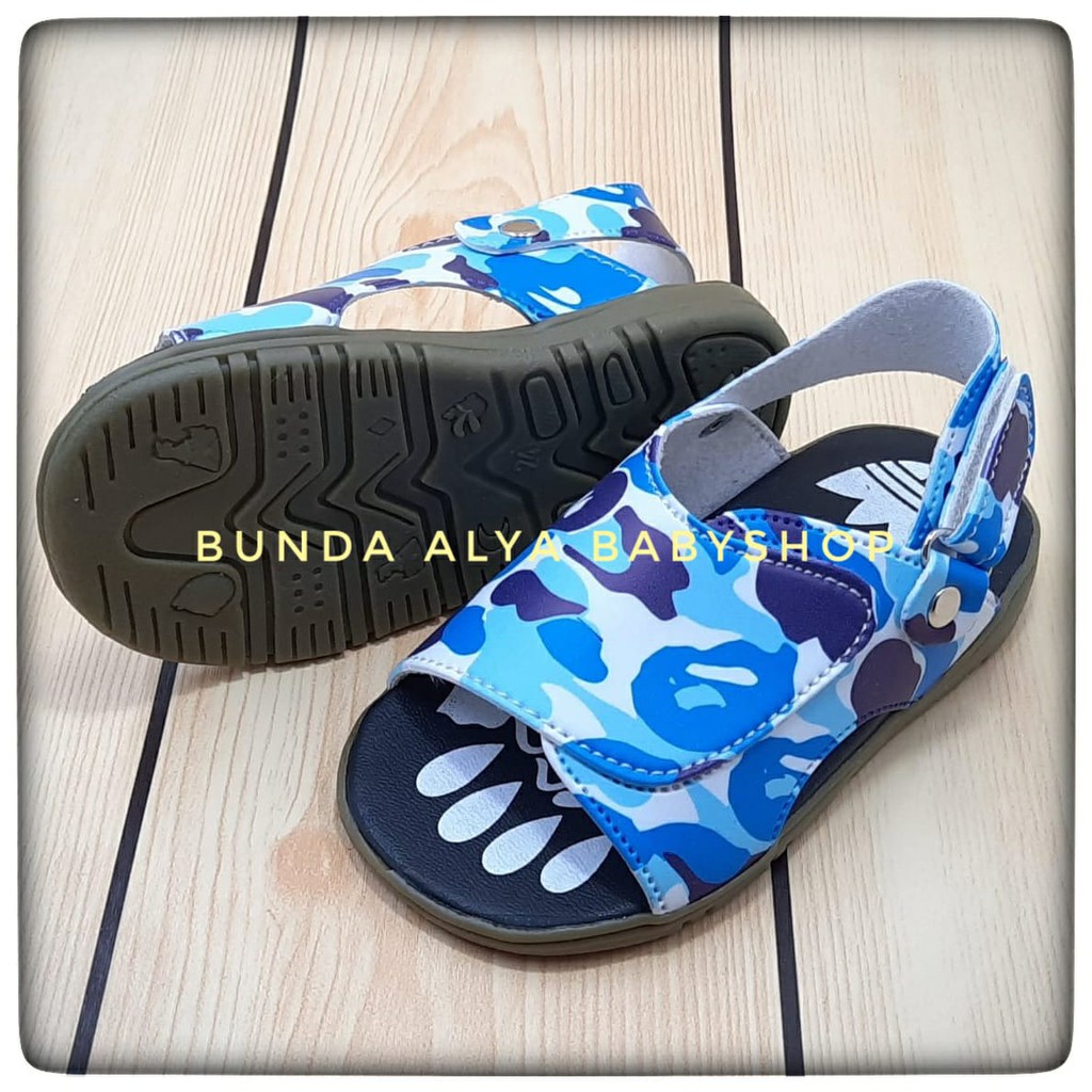 Sendal Anak Laki Laki Usia 6 Bulan 1 Tahun Size 22 - 23 - Sepatu Sandal Anak Laki Alas Karet Anti Licin Loreng BIRU