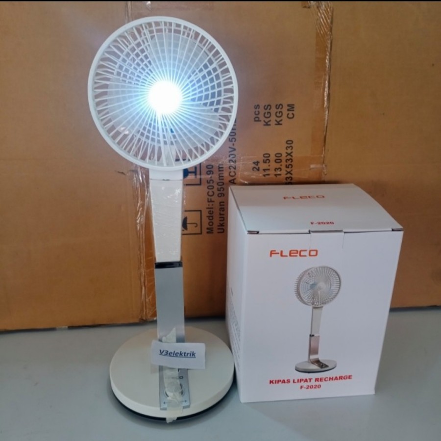 Kipas Angin Lipat portable Fleco F-2020 Emergency Lamp