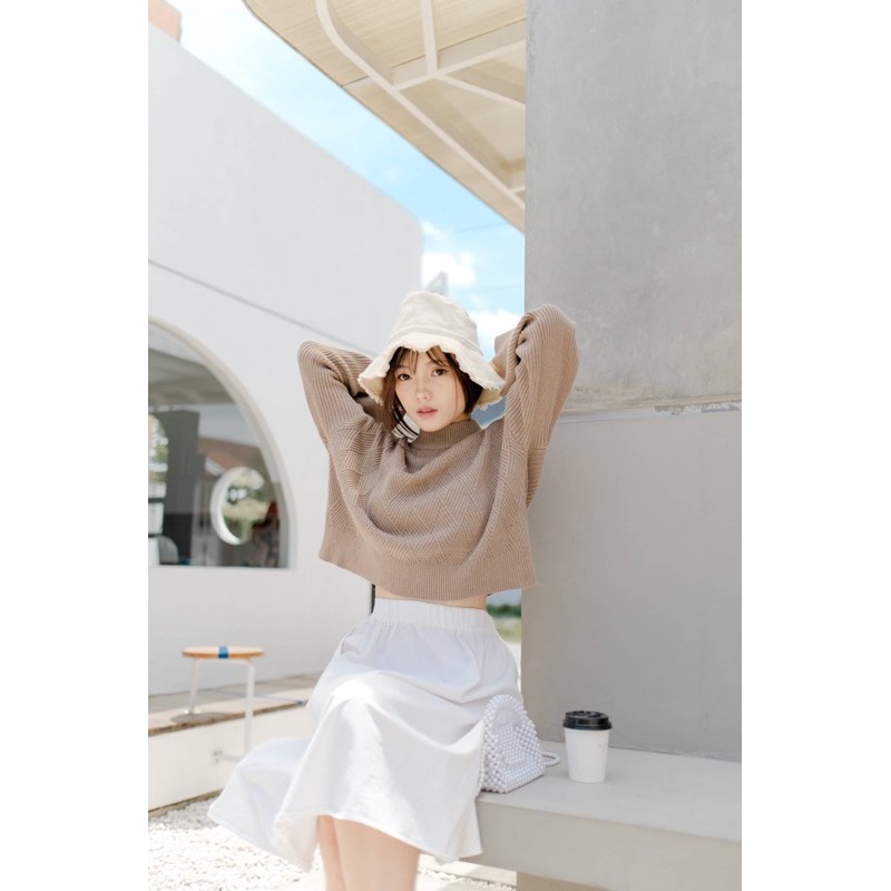 Fwdaily - ANNA ( crop sweater - sweater rajut motif turtleneck )-4