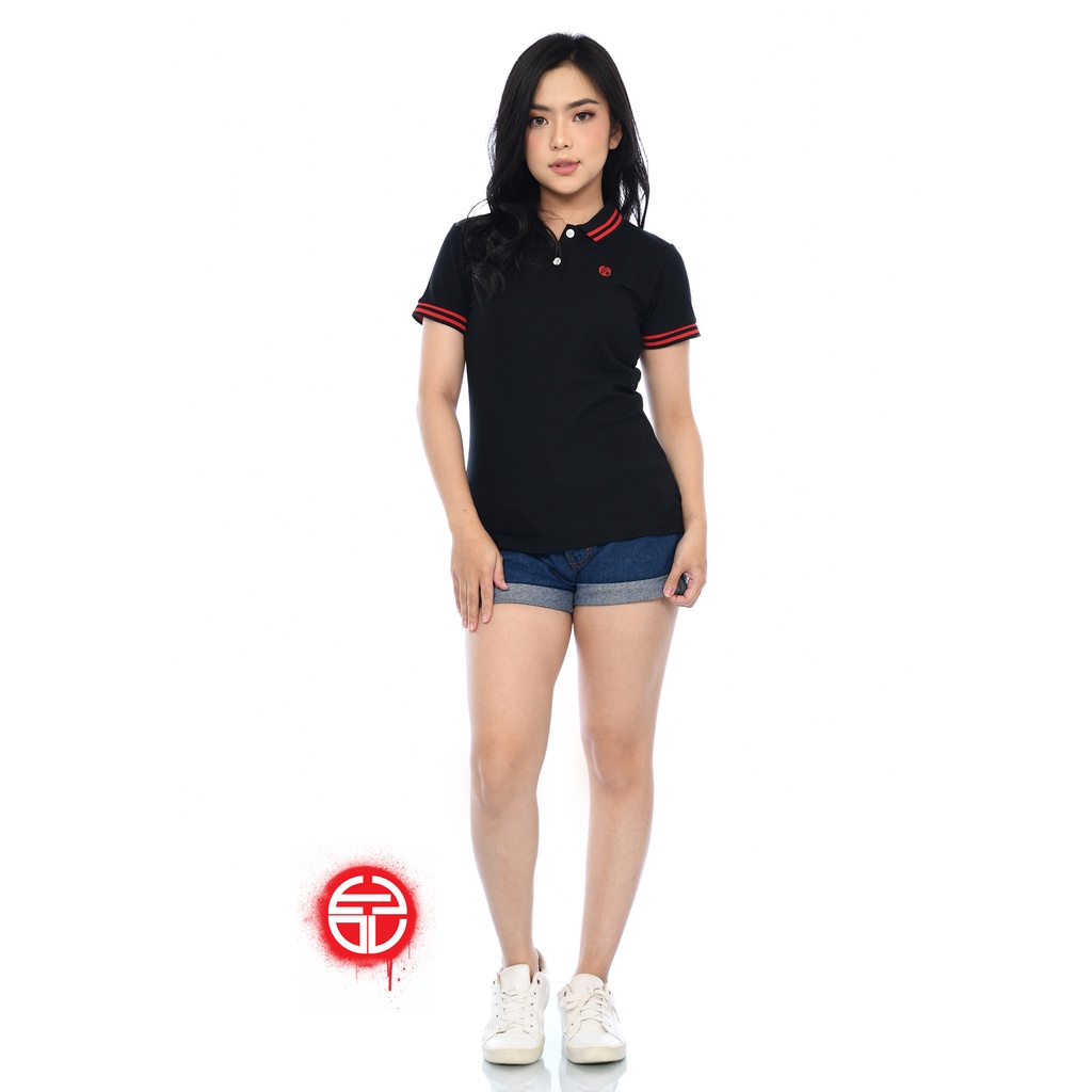 OVLE Kaos Polo Shirt Wanita | Kaos Cewek | Black