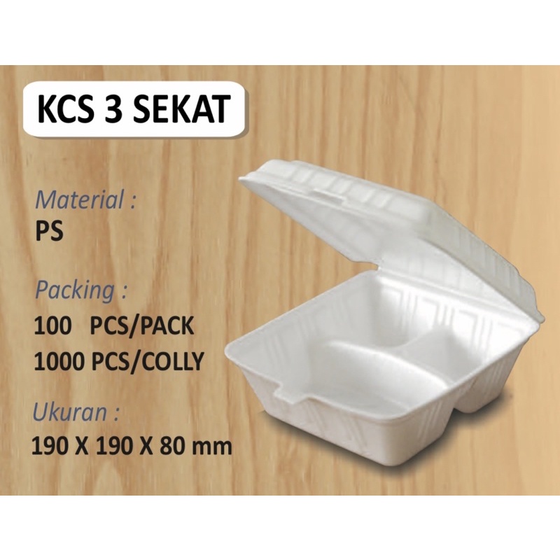 Sterofoam SEKAT / kotak makan busa / Styrofoam nasi padang KCS / kotak busa sekat besar