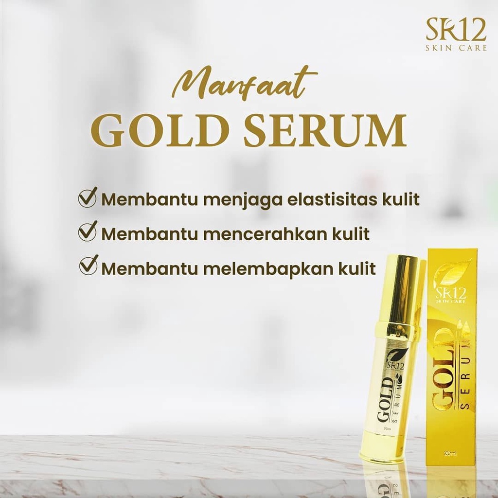 SR12 Gold Serum Wajah 20ml GMP BPOM Anti-Aging Mencerahkan Melembabkan Menjaga Elastisitas Kulit Wajah