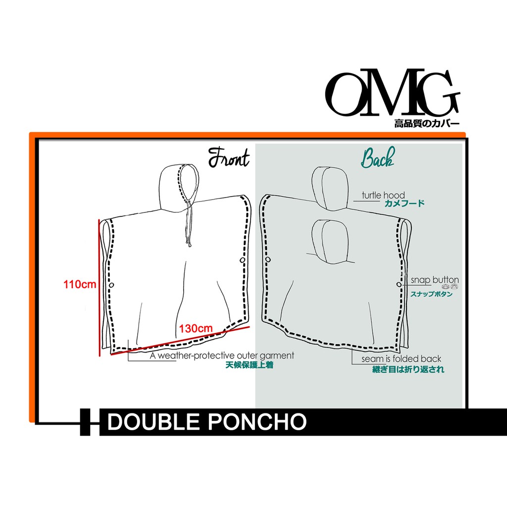 JAS HUJAN OMG DOUBLE PONCHO 2IN 1 PONCHO 2 KEPALA