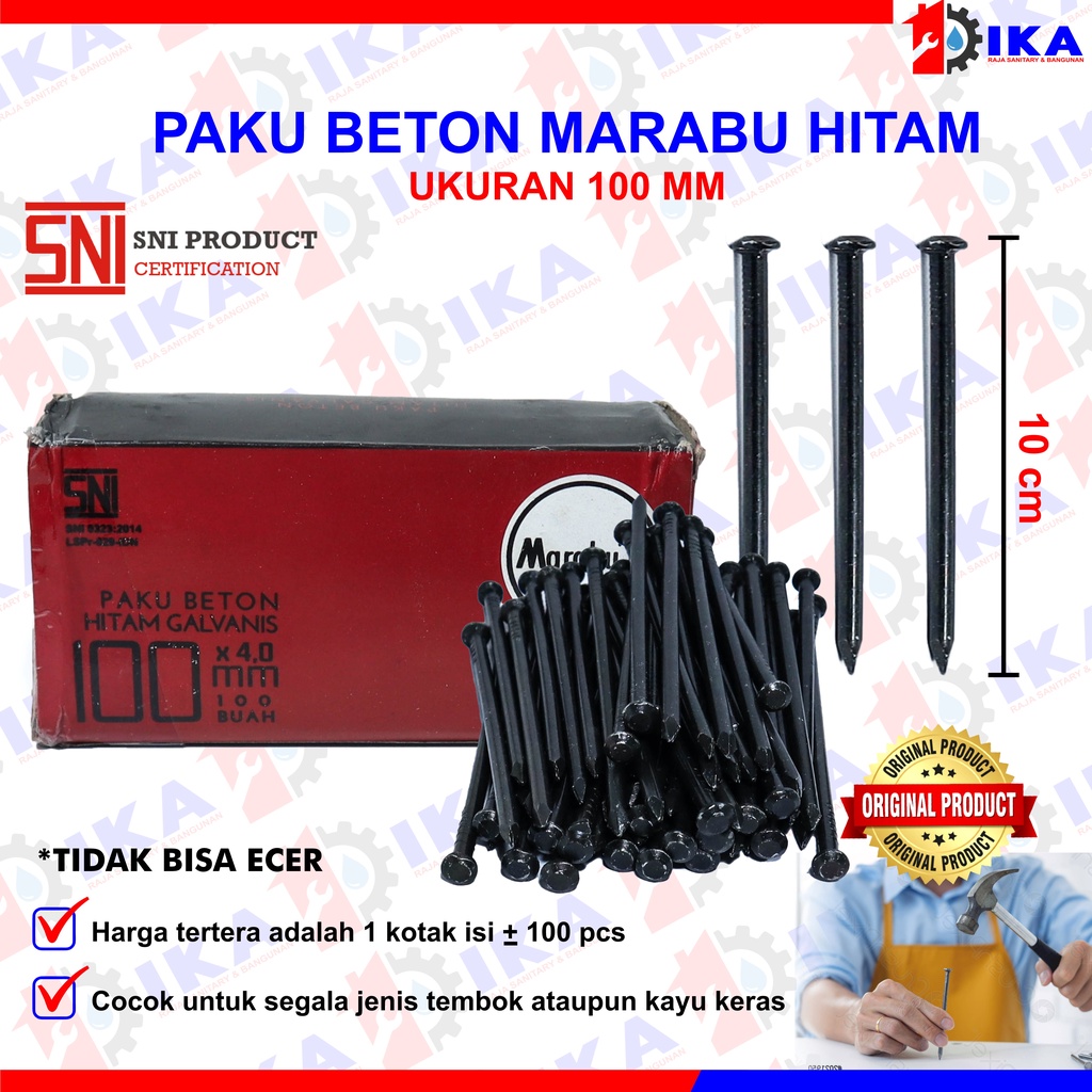 PAKU BETON SIZE 7 - 10 -12  Cm MARABU HITAM GALVANIS HARGA 1BOX (100PCS) TERMURAH KOMPLIT