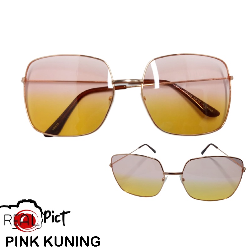 COD (Kualitas Tinggi) Kacamata Bingkai Logam Oversized Wanita Mengemudi Kacamata Sun Kaca mata Hitam Fashion Korea Sunglasses Unisex