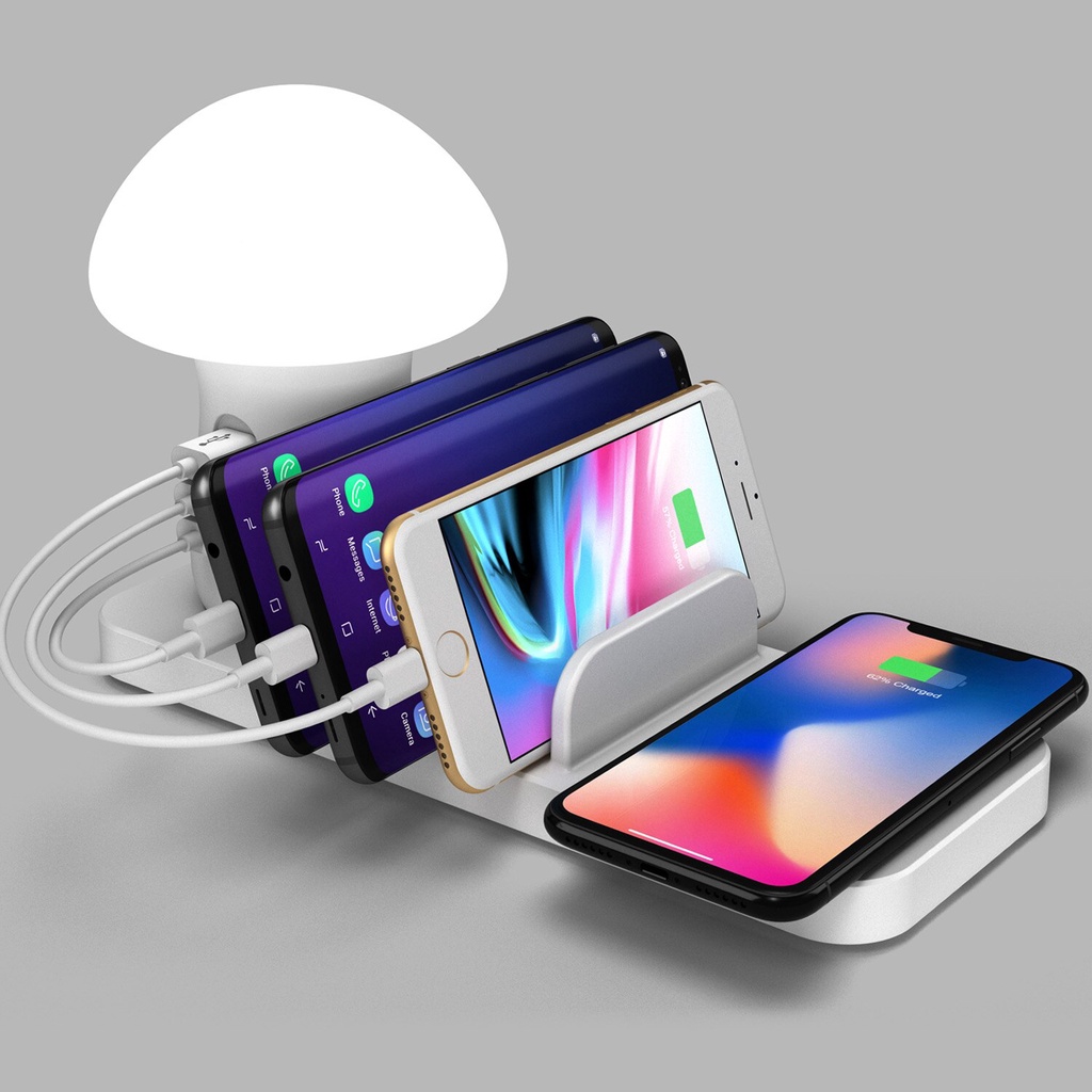 Multi Port Usb Wireless Fast Charging 3 Port 9A QC 3.0 Night Lamp -CHARGER MULTI PORT