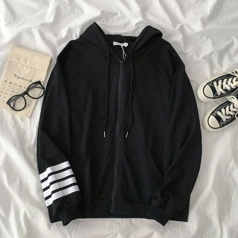 JAKET SWEATER HOODIE SPORTY FLEECE TEBAL OVERSIZE Jacket Korean Style Wanita Perempuan Pria Tangan L