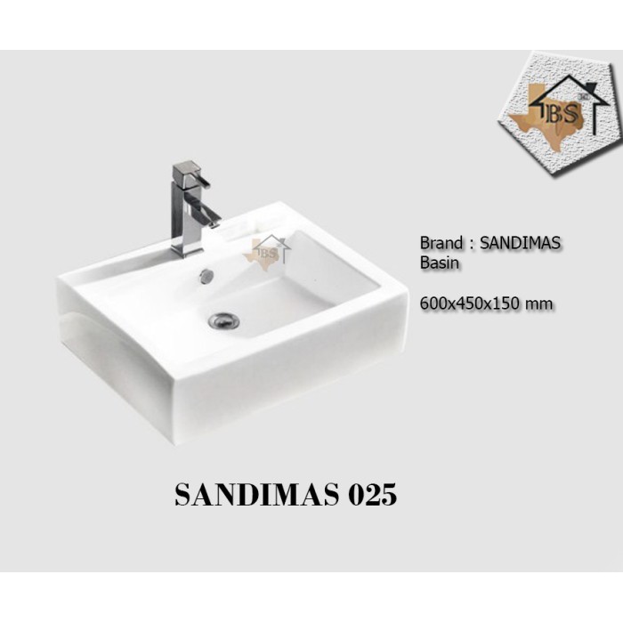 WASTAFEL SANDIMAS WASHTAFEL BASIN OVER COUNTER TOP KOTAK PUTIH L 025