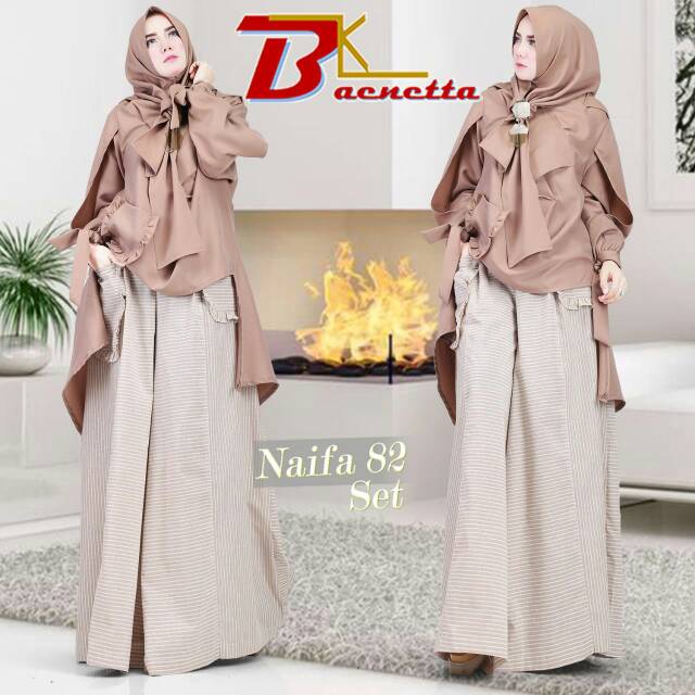 Kulot Set Hoodie 3in1 Naifa 82 Linen Original by Baenetta