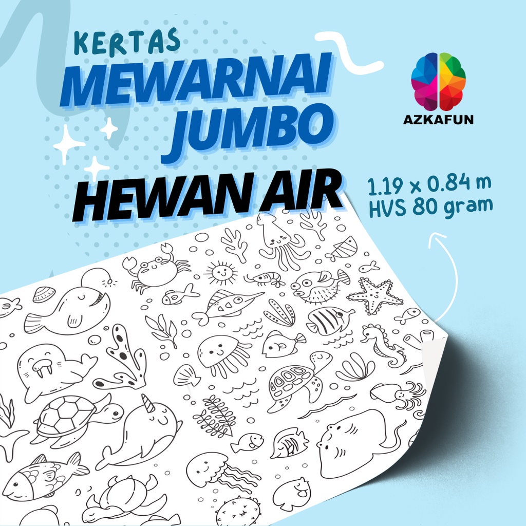 

Kertas Mewarnai Jumbo HEWAN DI AIR - mewarnai besar - Giant Coloring Page
